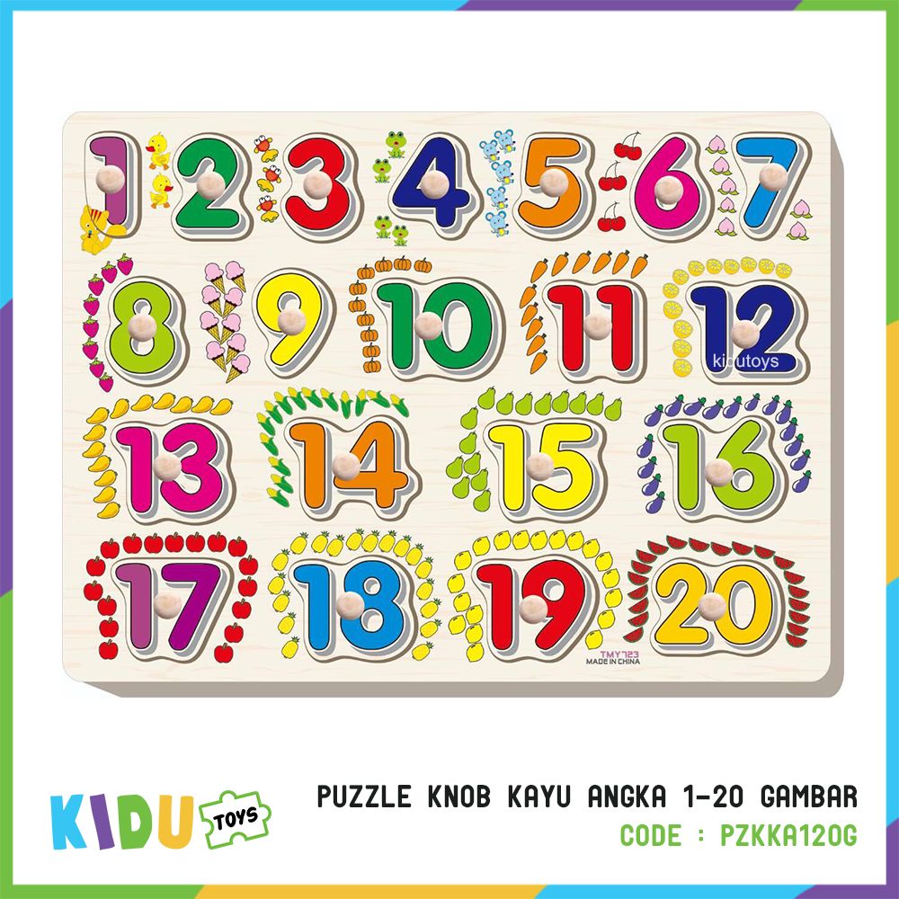 Puzzle Knob Kayu Angka  1 20  Gambar  TOKO MAINAN MAINAN 